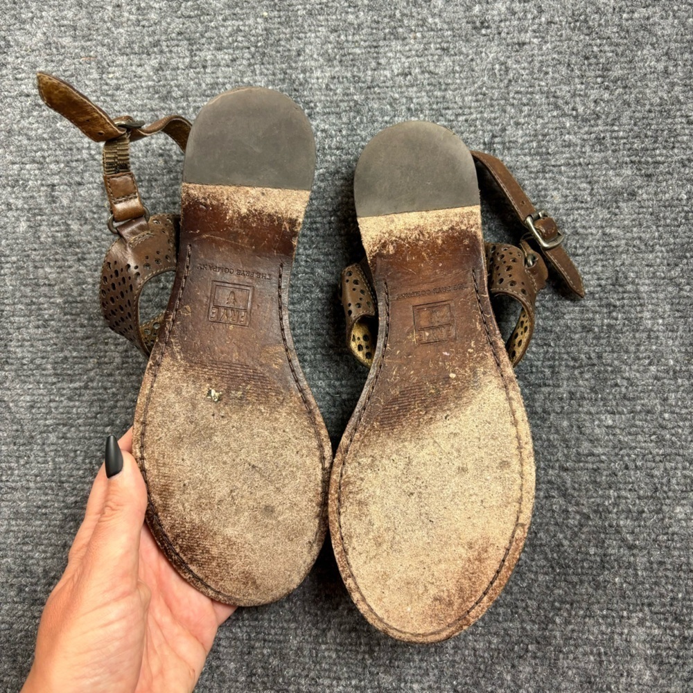 FRYE Women’s Rachel Perf Sling Brown Leather Sandal size: 8 - Picture 8 of 10
